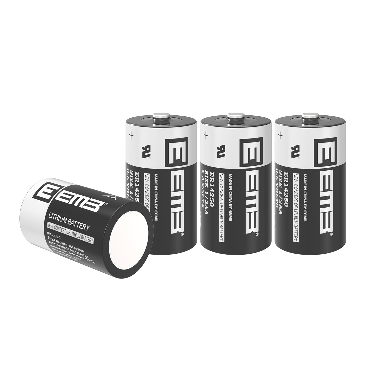 EEMB 4Pack ER14250 1/2AA 3.6V Lithium Battery Li-SOCL Non-Rechargeable Battery XL-050F SB-AA02 LS14250 TL-5902 TL-2150 for Dog Collar Meter Sensor Movement Monitor/Home Security System/Alarm System