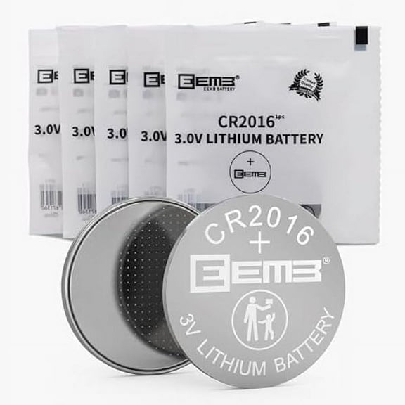 EEMB 5 PACK CR2016 Battery 3V Lithium Battery Button Coin Cell Batteries 2016 Battery ECR2016 DL2016 LM2016 for car key FOBs, Watches, Calculators, Garage Door Openers, Toys, LED Lights, Games Console