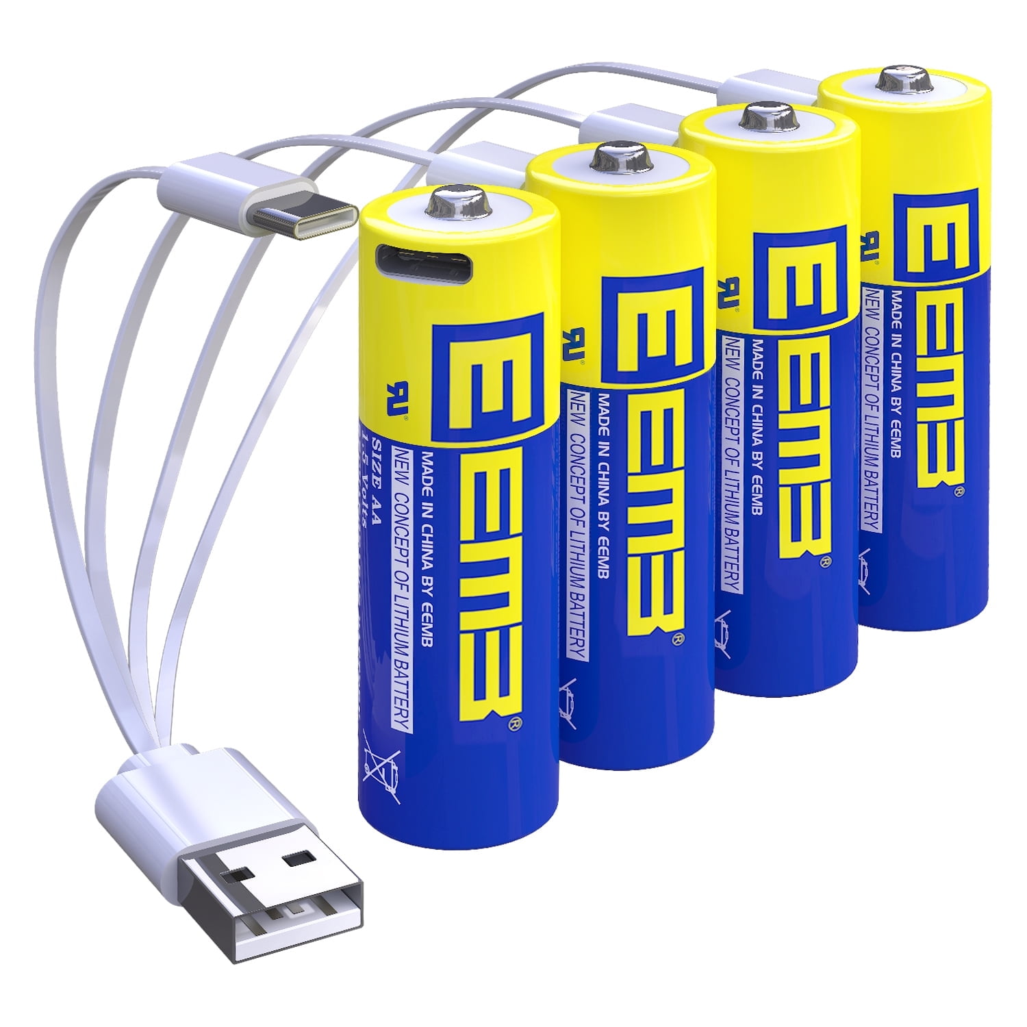 EEMB AA Batteries 4Pack AA Rechargeable Batteries Lithium Batteries AA USB Type C Charging Cable Replacement Battery 1.5V 2600mWh for Blink Camera Flashlight