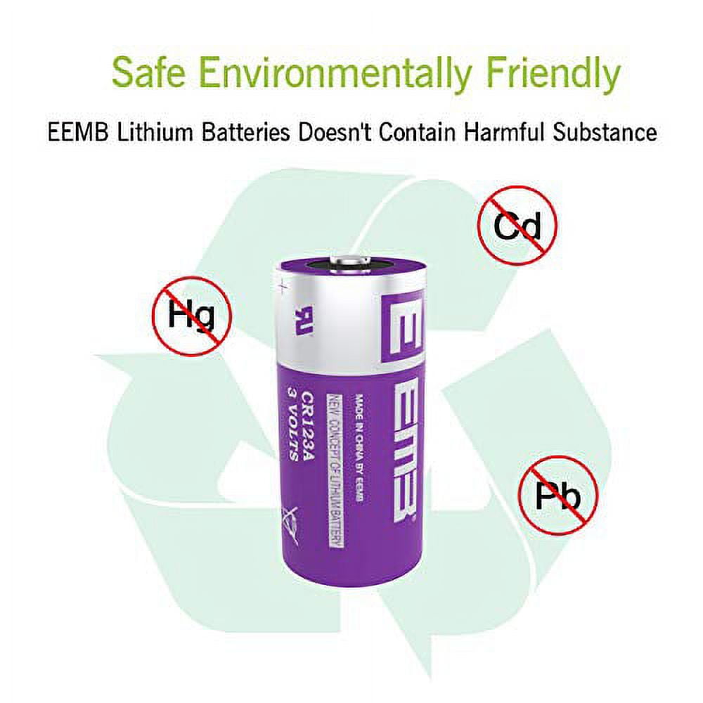 EEMB CR123A Lithium Batteries 3V 1700mAh CR123 High Capacity Battery for Flashlight Toy Alarm System Non-Rechargeable (100)