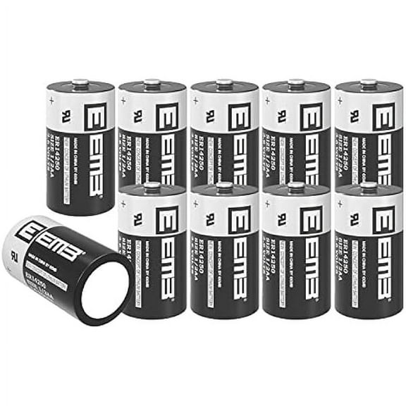 EEMB LS14250 3.6V 1/2 AA Lithium Batteries 1/2AA ER14250 Li-SOCL₂ Non-Rechargeable Battery 10Pack Replace for SAFT 14250 XL-050F SB-AA02 TL-5902 TL-2150 Meter/Sensor/Home Security System/Alarm System