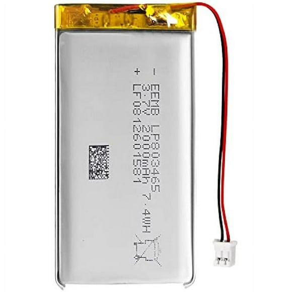 EEMB Lithium Polymer Battery 3.7V 2000mAh 803465 Lipo Rechargeable Battery Pack with Wire JST Connector for Speaker and Wireless Device- Confirm Device & Connector Polarity Before Purchase