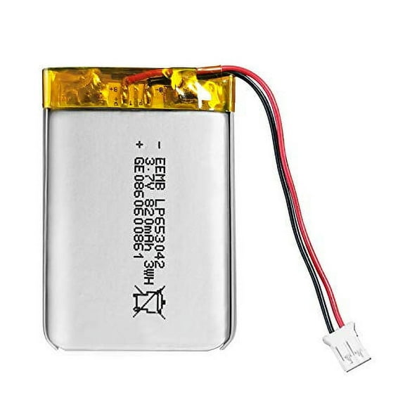 EEMB Lithium Polymer Battery 3.7V 820mAh 653042 Lipo Rechargeable Battery Pack with Wire JST Connector for Speaker and Wireless Device- Confirm Device & Connector Polarity Before Purchase