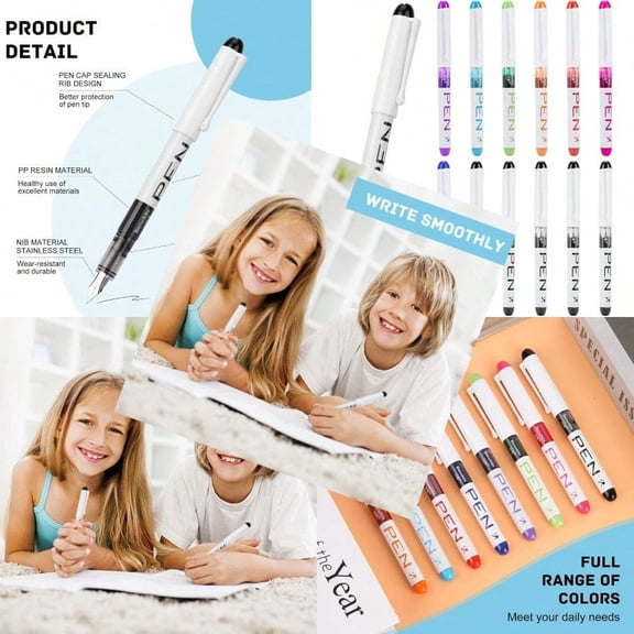 EEOYU 12 Pieces Disposable Fountain Pens Smooth-Writing Office plies for Sketching Journaling Calligraphy Doodling and Gifts Assorted Colors