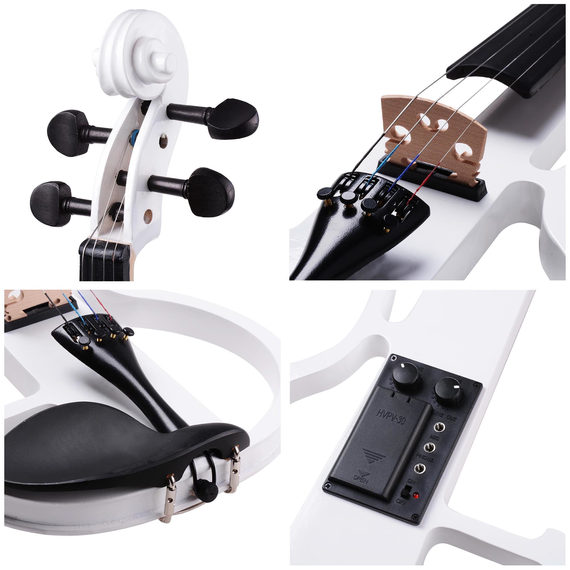 EEPHO 4/4 Violin Electric Violin(right hand)white
