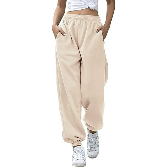 EESK Women's High Waisted Sweatpants Athletic Pants Baggy Joggers Lounge Workout Jogging with Pockets Grey S