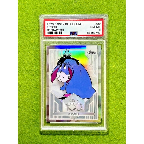 EEYORE of WINNIE THE POOH Disney 100 REFRACTOR Card 2023 Topps Chrome PSA 8 SP