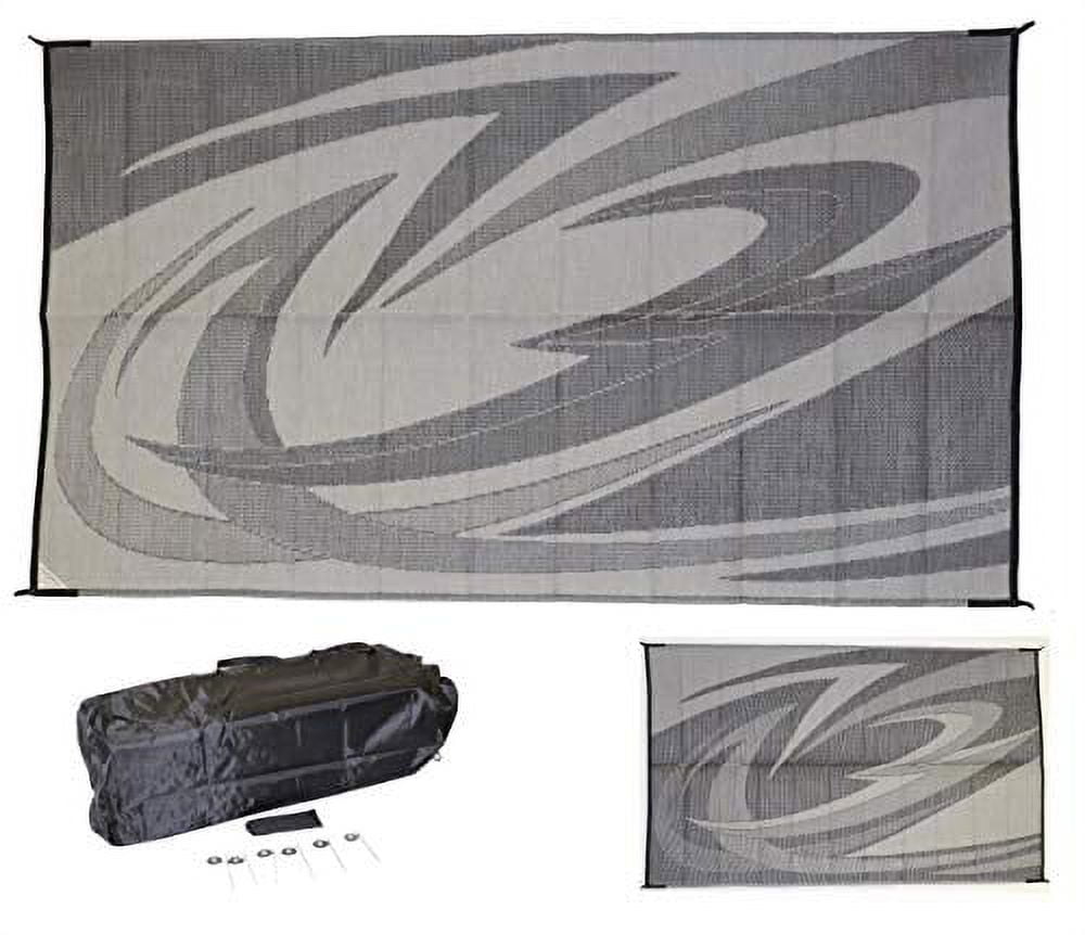EEZRV Products 9' x 12' Reversible Outdoor Mat for Patios & RVs, Grey