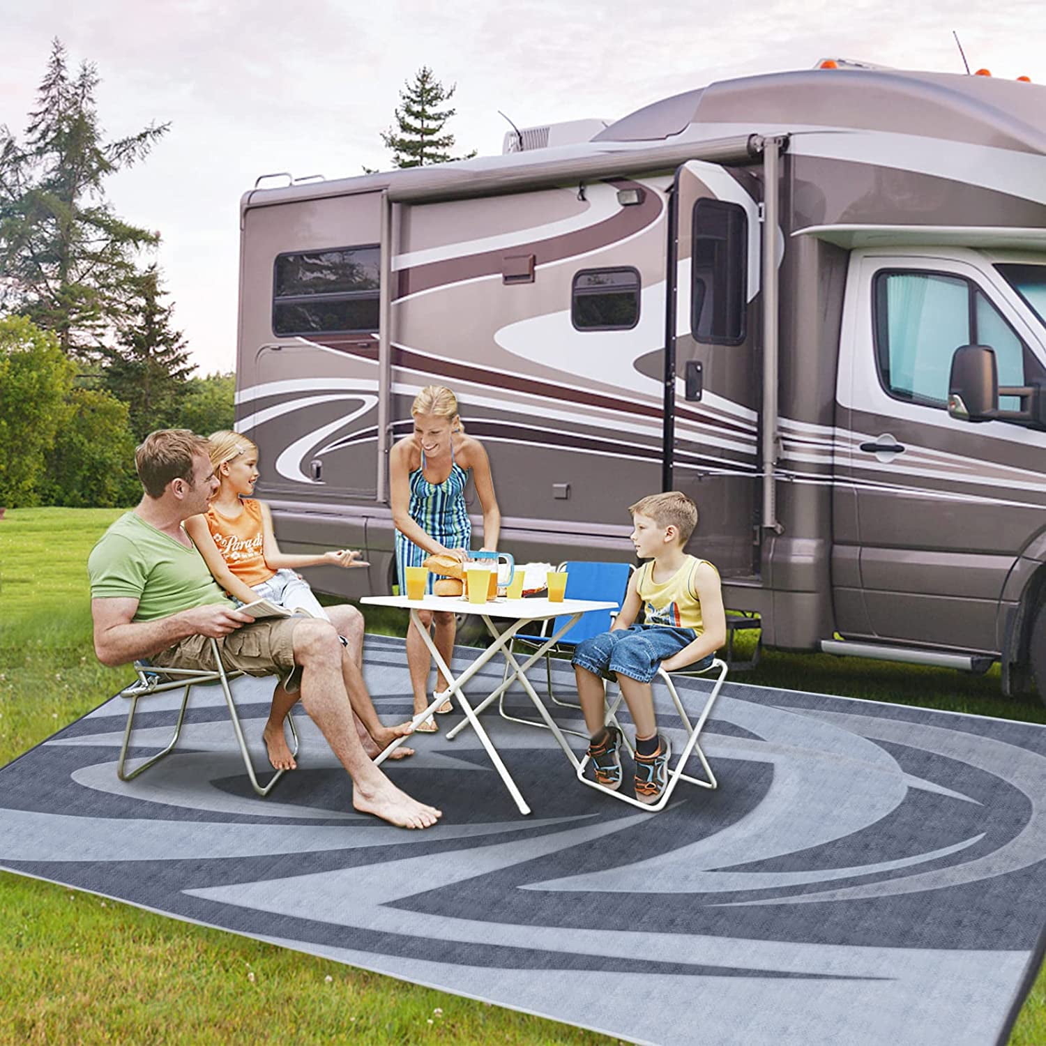 EEZ RV Products 9x12ft Heavy Duty Reversible/Durable Outdoor Patio ...