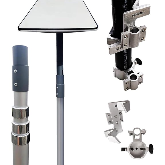 EEZ RV Products Telescopic 10ft Pole with Starlink (GEN 2 / V2) Adapter and RV Ladder Mounting Bracket Kit - Fits 1 inch Ladder Rails