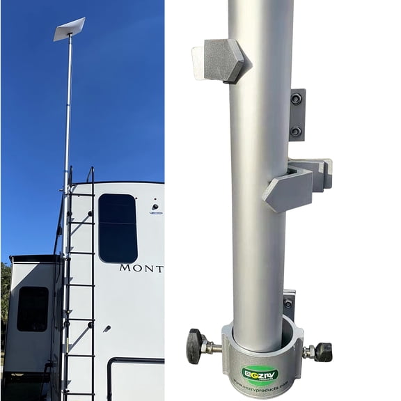 EEZ RV-Retractable Newly Upgraded Aluminum Pole 10FT with Installed Adapter Compatible with 2nd Generation Starlink Dish, Ladder Mounts are Sold Separately