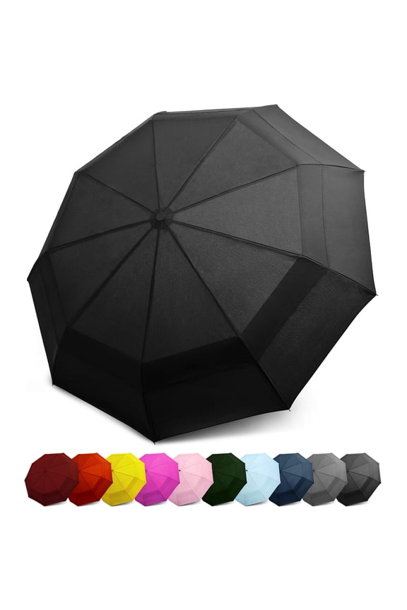 Compact Travel Umbrella w Windproof Double Canopy Construction - Auto Open Close Button for One Handed Operation Sturdy - Portable and Lightweight for Easy Carry Marsala