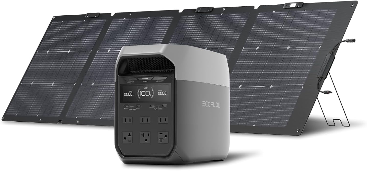EF ECOFLOW Solar Generator Delta 3 with 220W Bifacial Panel, 1024Wh 1800W