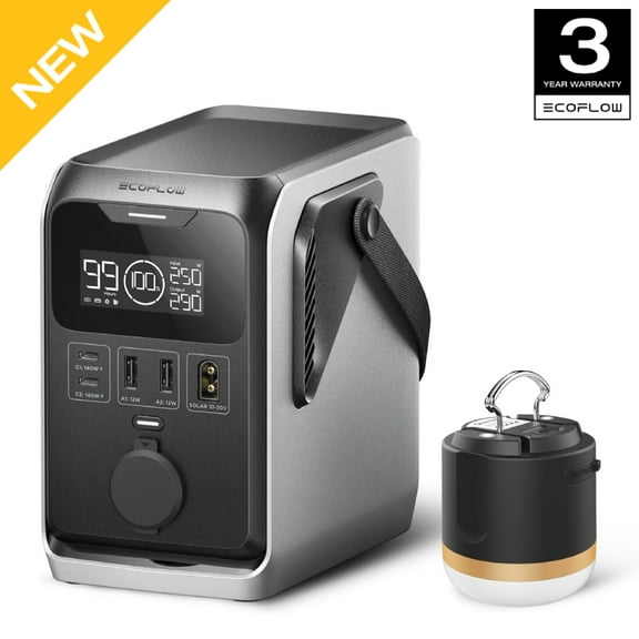 EF ECOFLOW TRAIL 300 DC Portable Power Station with Camping Lamp, 288Wh LiFePO4 Power Bank, Solar Generator, for Camping, Travel, and Emergency Power