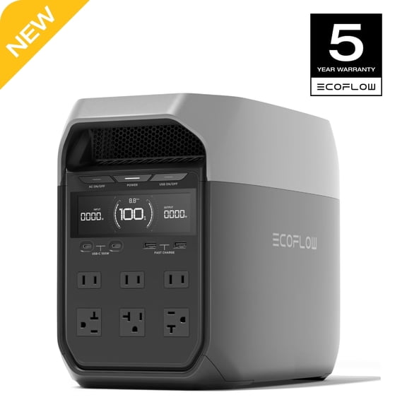 EcoFlow Delta 3 Portable Power Station, 1800W AC/100W USB-C Output, Solar Generator (Solar Panel Optional) for Home Backup Power, Camping & RVs