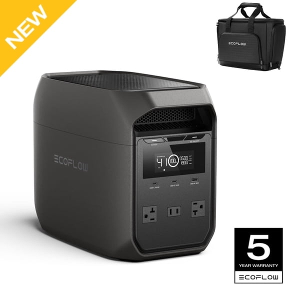 EF EcoFlow Bag with Portable Power Station DELTA 3 Classical 1000Wh Dark LiFePO4 (LFP) Battery Solar Generator,1800W AC Output for Outdoor Camping,Home Backup,Emergency,RV