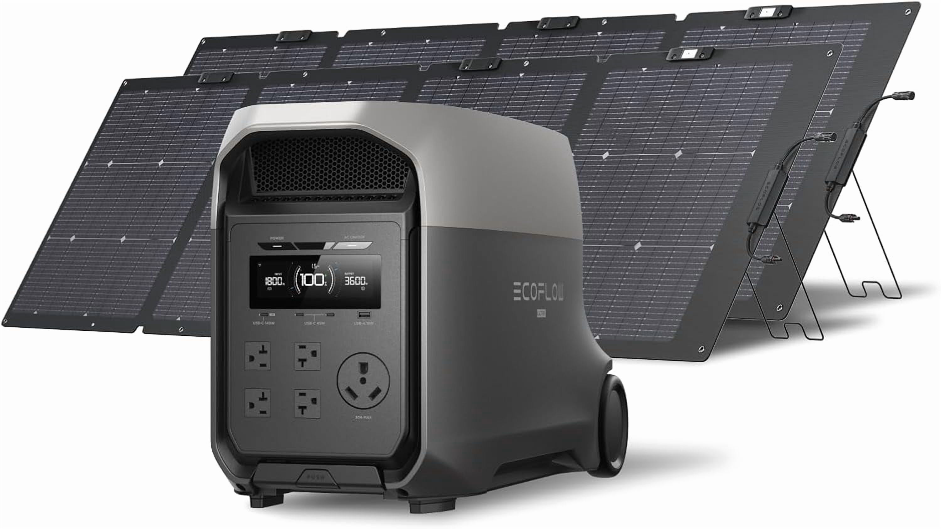 EF EcoFlow DELTA 3 Ultra Portable Power Station with 2X220W Solar Panels,  3072Wh LiFePO4 Battery, 3600W (Surge 7200W) Output, Solar Generator for  Home ...