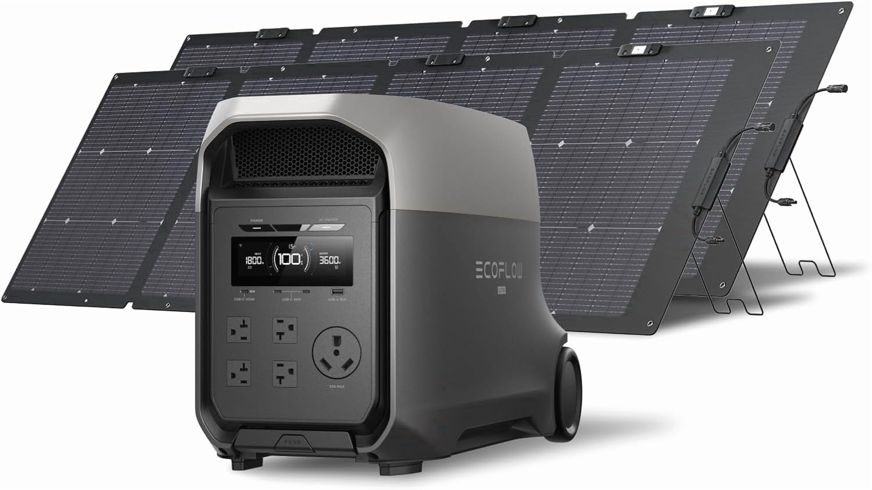 EF EcoFlow DELTA 3 Ultra Portable Power Station with 2X220W Solar Panels, 3072Wh LiFePO4 Battery, 3600W (Surge 7200W) Output, Solar Generator for Home Use, Camping, Emergencies & RV Backup