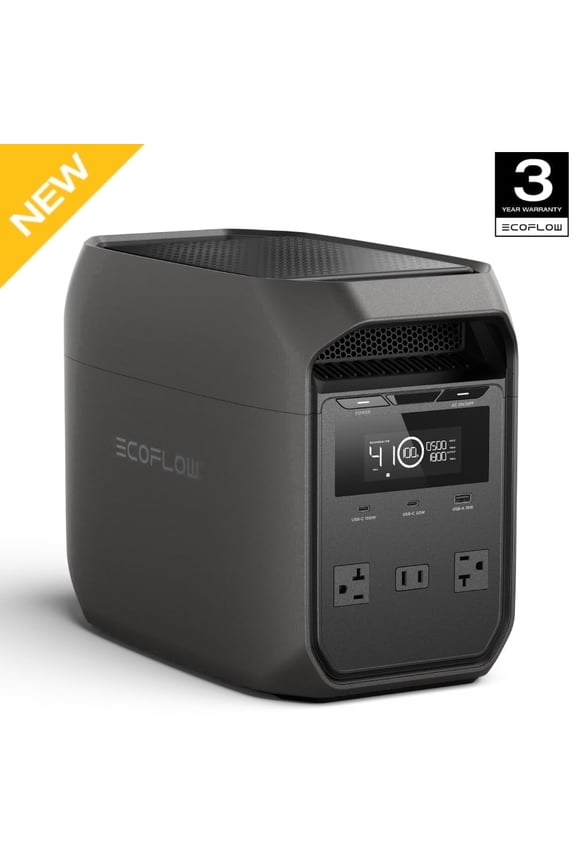 Portable Power Station DELTA 3 Classical 1000 Dark LiFePO4 Battery, 1800W AC/100W USB-C Output,1 Hr Fast Charge,Solar Generator for RVs,Camping & Home Backup(Solar Panel Optional)