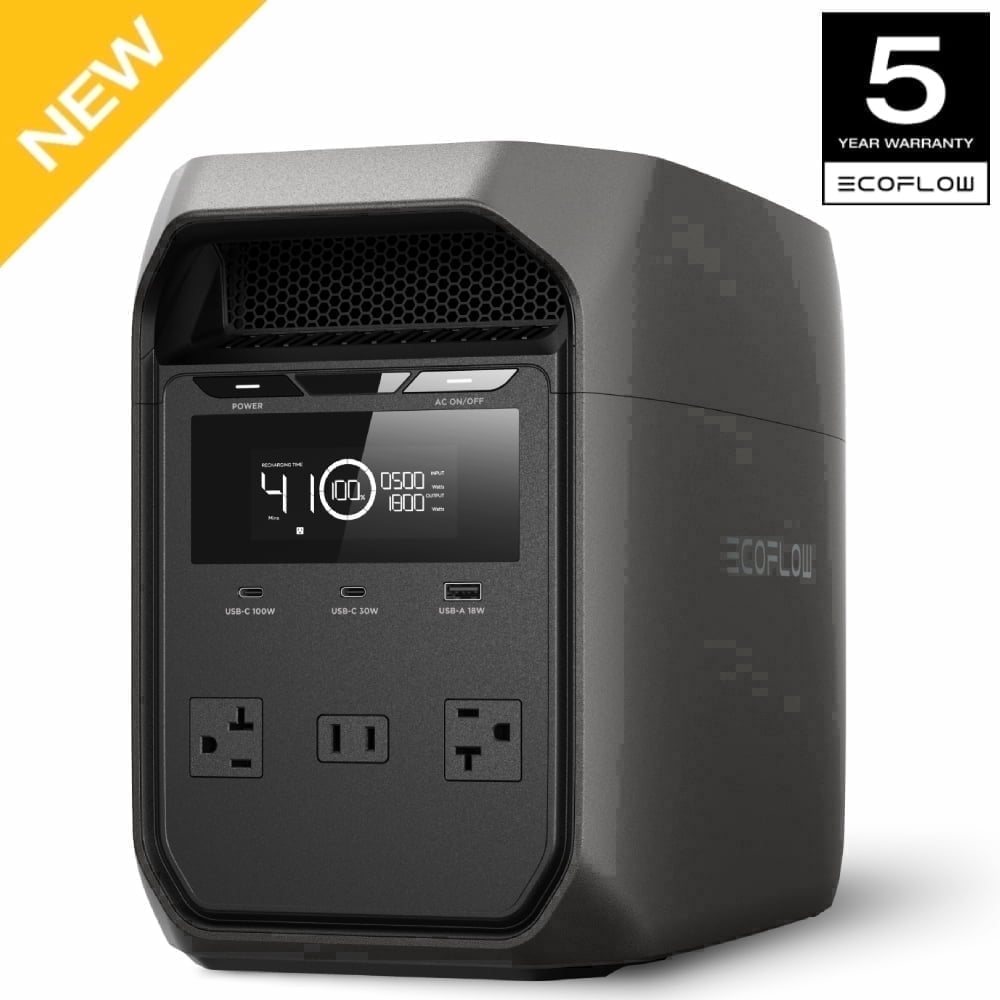 EF EcoFlow Portable Power Station DELTA 3 Classical  1000 Dark LiFePO4 Battery, 1800W AC/100W USB-C Output, 1 Hr Fast Charge,Solar Generator(Solar Panel Optional) for Home Backup Power, Camping & RVs
