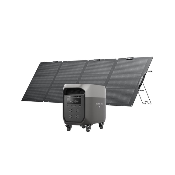 EF EcoFlow Portable Power Station DELTA 3 Max (Detachable Wheels) with 220W Solar Panel, 2048Wh LiFePO4 Battery, Solar Generator, 3400W X-Boost Output, Home Backup & RV Camping