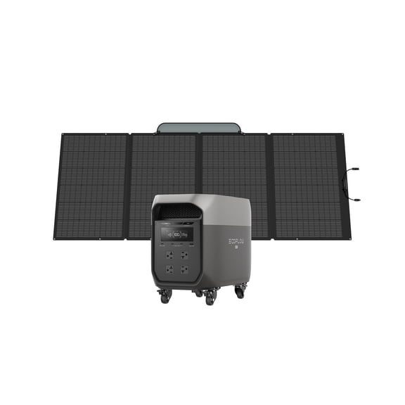 EF EcoFlow Portable Power Station DELTA 3 Max (Detachable Wheels) with 400W Solar Panel, 2048Wh LiFePO4 Battery, Solar Generator, 3400W X-Boost Output, Home Backup & RV Camping