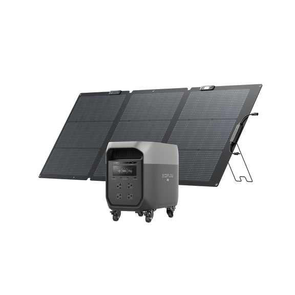 EF EcoFlow Portable Power Station DELTA 3 Max (Detachable Wheels) with 160W Solar Panel, 2048Wh LiFePO4 Battery, Solar Generator, 3400W X-Boost Output, Home Backup & RV Camping