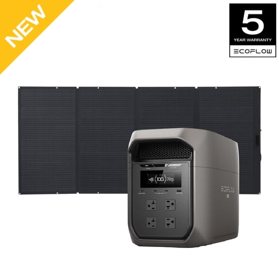EF EcoFlow Portable Power Station Delta 3 MAX with 400W Bifacial Solar Panel, 3400W X-Boost Output, Ultra-Fast 0-80% Charging in 1.13 Hr, Home Backup & RV Camping