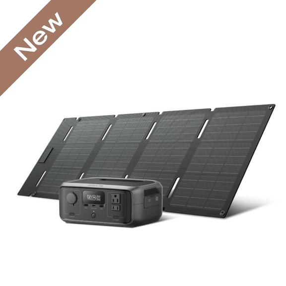 EF EcoFlow Portable Power Station RIVER 3 Lite with 45W Solar Panel, 230Wh LiFePO4 Battery,300W Surge to 600W AC Output,Fast Charging Solar Generator for Outdoor,Camping,Home Use