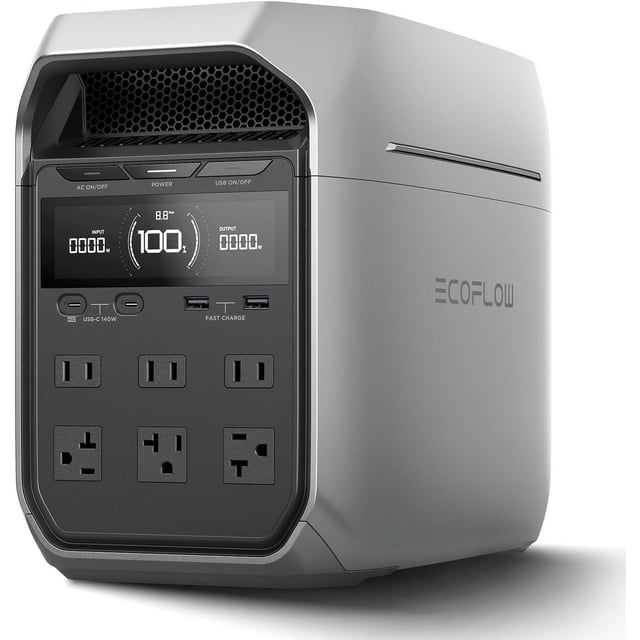 EF EcoFlow Power Station DELTA 3+ ,1024Wh LFP Battery/1 Hour Fast Charging, 2200W Output Solar Generator for Outdoor Camping,Home Use,RV