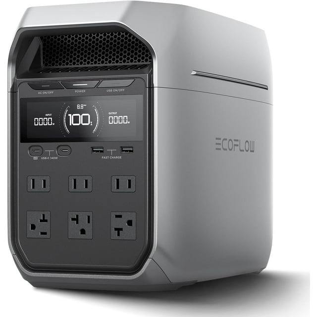 EF EcoFlow Power Station DELTA 3+ ,1024Wh LFP Battery/1 Hour Fast Charging, 2200W Output Solar Generator for Outdoor Camping,Home Use,RV