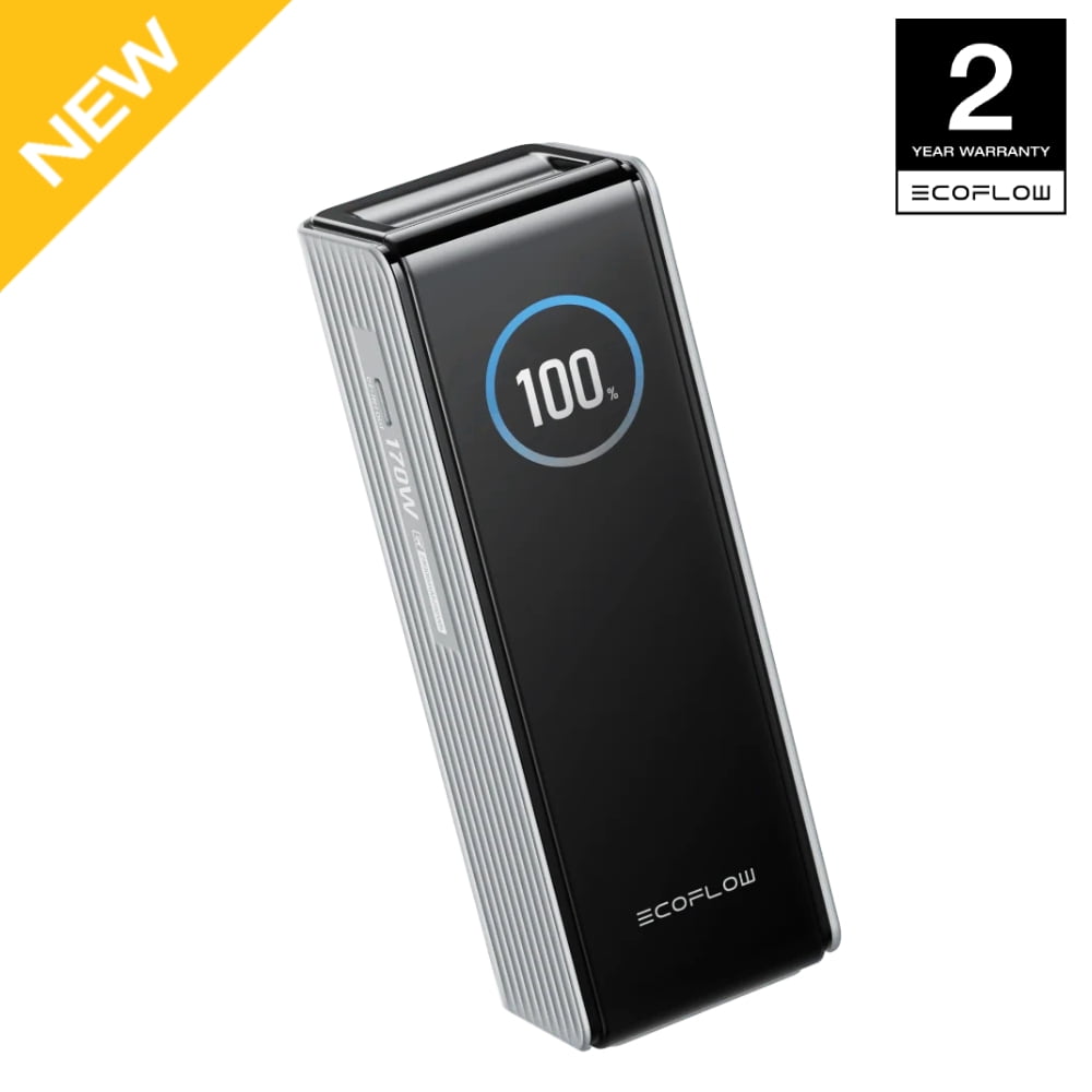 EF EcoFlow Rapid Power Bank 25,000mAh, 170W Portable Charger with Dual 140W USB-C Ports for Multi-Device Charging, Smart TFT Screen, Compatible with iPhone Series, Samsung, Laptop and More (Silver)