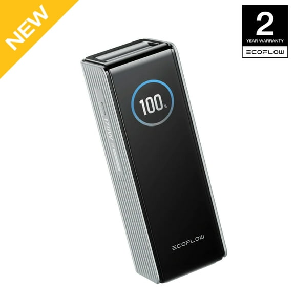 EF EcoFlow Rapid Power Bank 25,000mAh, 170W Portable Charger with Dual 140W USB-C Ports for Multi-Device Charging, Smart TFT Screen, Compatible with iPhone Series, Samsung, Laptop and More (Silver)