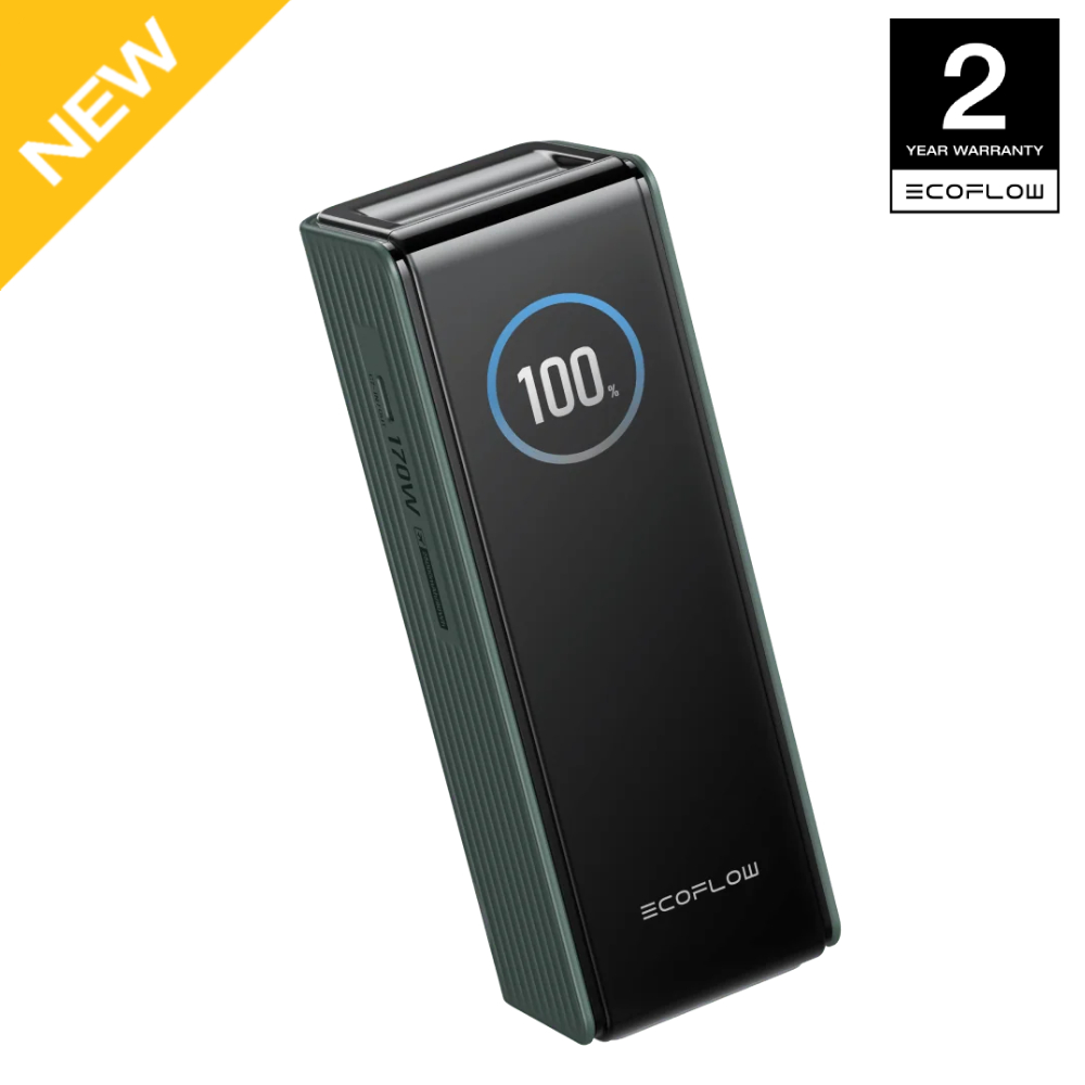 EF EcoFlow Rapid Power Bank 25,000mAh, 170W Portable Charger with Dual 140W USB-C Ports for Multi-Device Charging, Smart TFT Screen, Compatible with iPhone Series, Samsung, Laptop and More (Green)