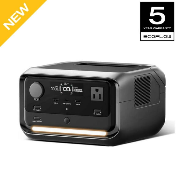 EF EcoFlow River 3 Plus 270 Portable Power Station, 268Wh LiFePO4 Battery, 3 Up to 1200W AC Outlets, <10 MS UPS, Expandable to 840Wh, 1Hr Fast Charge, <30dB Ultra-Quiet Solar Generator for Camping/RV