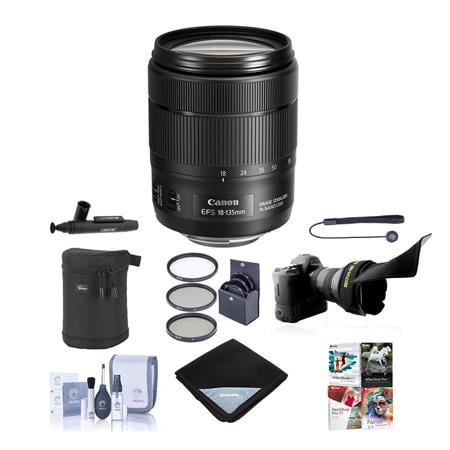 EF-S 18-135mm f/3.5-5.6 IS USM Lens, Bundle with ProOptic 67mm Filter Kit, Cleaning Kit, Lens Wrap (19x19), Flex Lens Shade, Lens Case, Lens Cleaner, Lens Cap Tether, Software Kit