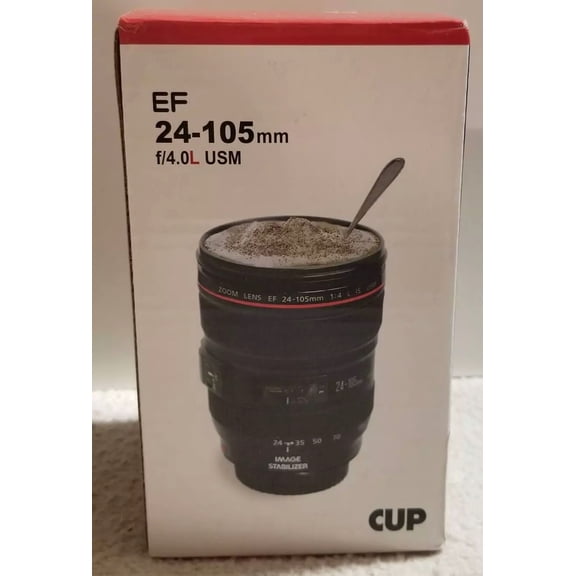 EF THERMAL 4.0 FL. OZ. COFFEE MUG EF24-105MM CAMERA LENS - BLACK