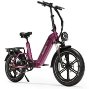 EF1 Pro Electric Bike for Adults, 1500W Peak Motor 28MPH Folding E Bike, 48V 20Ah LG Battery 80-Mile Long Range, 20" x 4.0 All-Terrain Fat Tires, Shimano 7-Speed, Purple