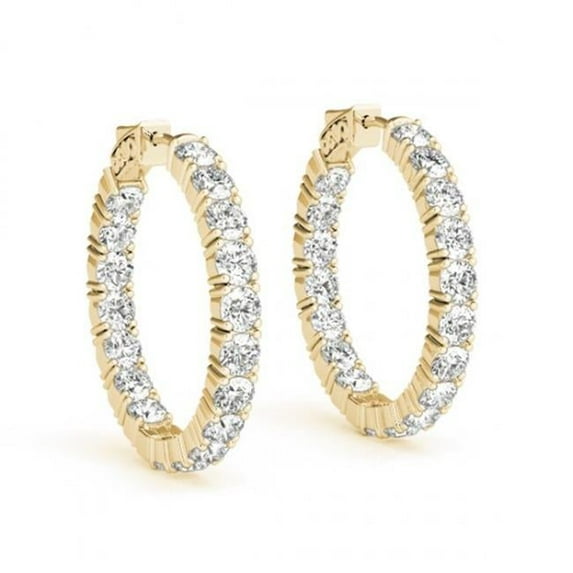 EF142-14kY-2 Elegant Color & Diamond Circle Earring, Yellow - Size 2