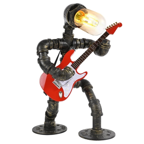 EFAYCRR Steampunk Table Lamp with Mini Electric Guitar, Funny Lamp for Men Cool Gifts for Music Lovers, Creative Steampunk Lamp Electric Guitar Table Lamp Decor Industrial Robot Light