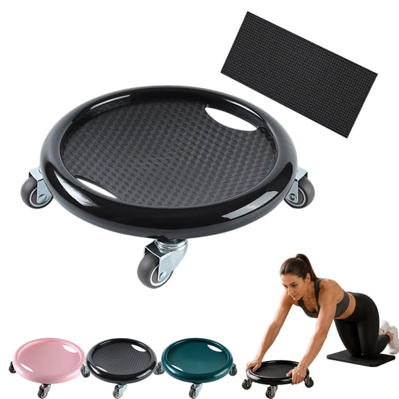 EFBPHAC Abdominal Roller Wheel Disc with Knee Mat – 360° Rotating 4-Wheel Core Slider, Low-Noise Full Body Ab Workout Equipment for Home Gym, Non-Slip Dual-Bearing with Textured Handles