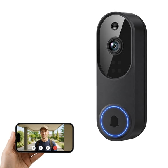 EFBPHAC Wireless Doorbell Camera, 1080 Security Camera Outdoor/Indoor | night vision, 4 infrared lights, 120° wide view, motion detection notification, works with smartphone, online support