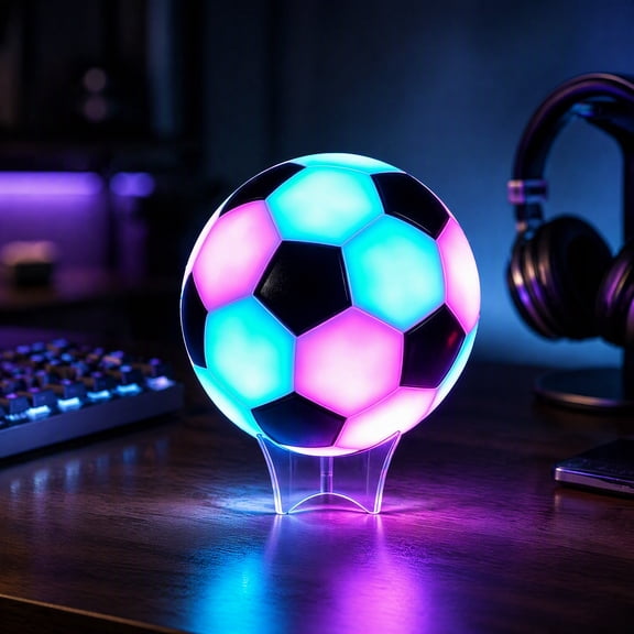 EFDELF 8.7 inch RGB Soccer Ball Night Light, Smart LED Football Lamp, App Remote, Music Sync