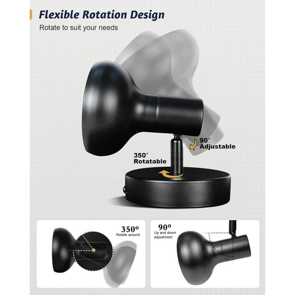 EFEMF-1-Light Track Lighting Black, Modern Directional Spot Light Fixture, Ceiling Wall Spotlight for Bedroom Bedside Kitchen Hallway, E12 Base (Bulb Not Included)