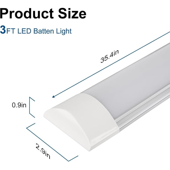 EFEMF-1 Packs 3FT LED Batten Light, Ultra-Thin Ceiling Surface Mounted Light, 30W, 4000K, IP20, LED Ceiling Lamp for Garage, Shop, Hallway, Office, Market,