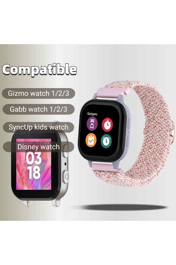 -10 Pack Compatible for Gizmo Watch 3 2 1/Gabb Watch 3 2 1/SyncUP Nylon Watch Band - Slider Buckle Braided Breathable Stretchy Strap Wristbands