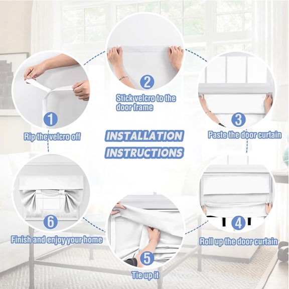 EFEMF-100% Blackout Door Curtains, French Door Curtains for Privacy, Easy Installed Tricia Door Panels, Front Door Sidelight Curtain Tie up Shade, (White, 26"*20", 1 Panel)