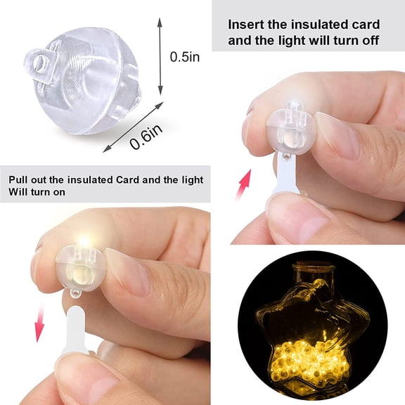 EFEMF-100 Pcs Warm White Balloon Light with Loop for Hanging, Mini Ball Lights Easter Egg LED Drinks Lights Round Tiny Led Light for Paper Lanterns Vases Birthday Party Event Wedding Decoration