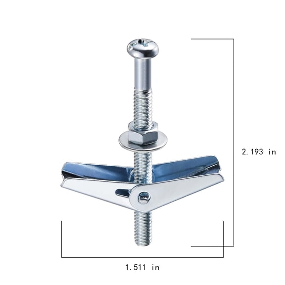 EFEMF-(100 pcs) 1/8" Heavy Duty Drywall Anchors and Screws,Toggle Bolts and Wing Nuts Set, Hollow Drywall Anchors Bolts Screws Assortment Kit for Hanging Lamps Heavy Items