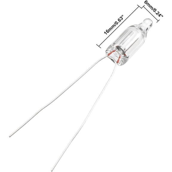 EFEMF-100Pcs F6 6x16mm Bright Red Light Neon Light Bulb Indicator Lamp 2 Pin Clear Halogen Light Bulb for Closet Landscape Lighting